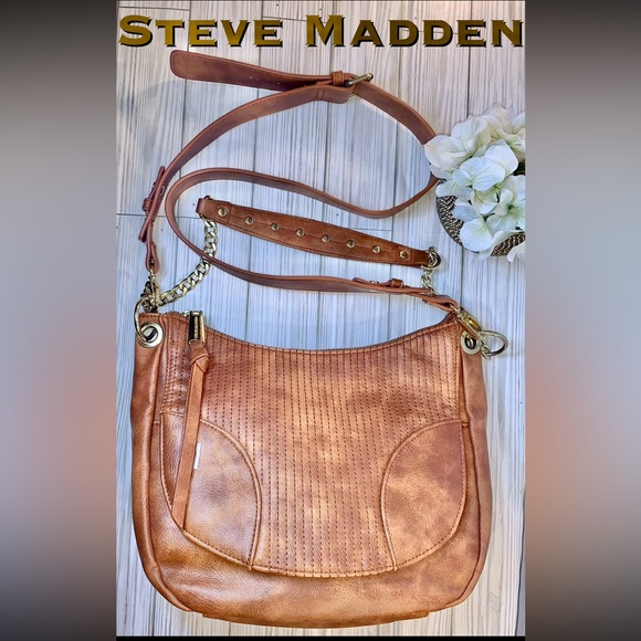 sOLD Steve Madden Brown Vegan Leather Crossbody Satchel - Picture 2 of 16